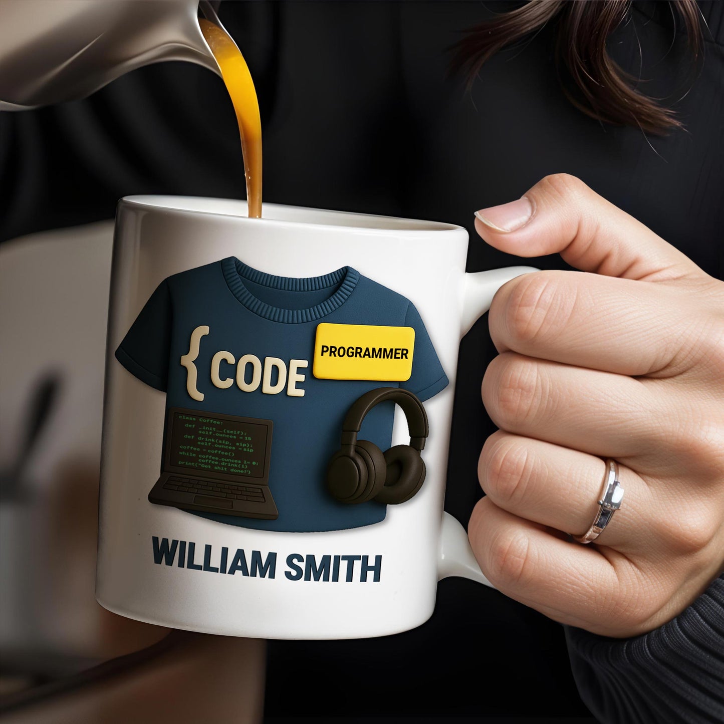 { CODE } Programmer, Laptop and Headphones - Personalized Custom Coffee Mug - OFW001_MG