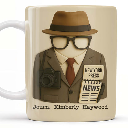 Customizable Journalist, Camera, Press Badge, Hat, Glasses - Personalized Custom Coffee Mug - OFW002_MG