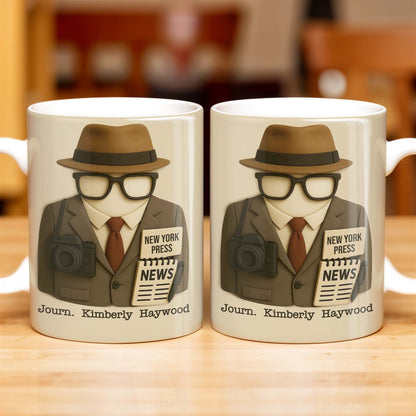 Customizable Journalist, Camera, Press Badge, Hat, Glasses - Personalized Custom Coffee Mug - OFW002_MG