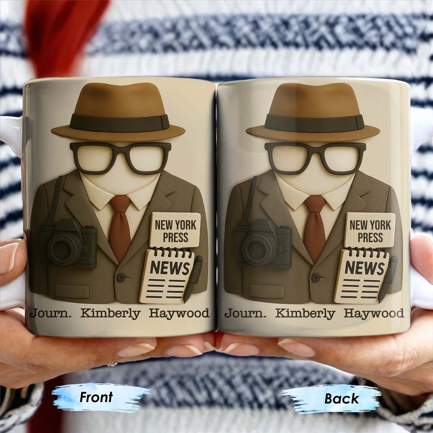 Customizable Journalist, Camera, Press Badge, Hat, Glasses - Personalized Custom Coffee Mug - OFW002_MG