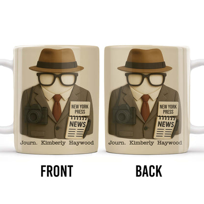 Customizable Journalist, Camera, Press Badge, Hat, Glasses - Personalized Custom Coffee Mug - OFW002_MG