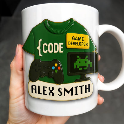 Code, Game Developer, Gaming Controller and Pixelated Alien - Personalized Custom Coffee Mug - OFW003_MG