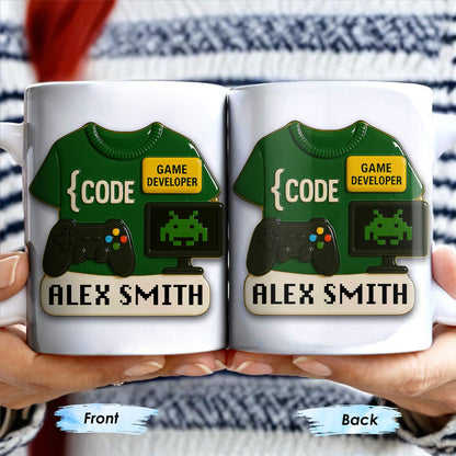 Code, Game Developer, Gaming Controller and Pixelated Alien - Personalized Custom Coffee Mug - OFW003_MG