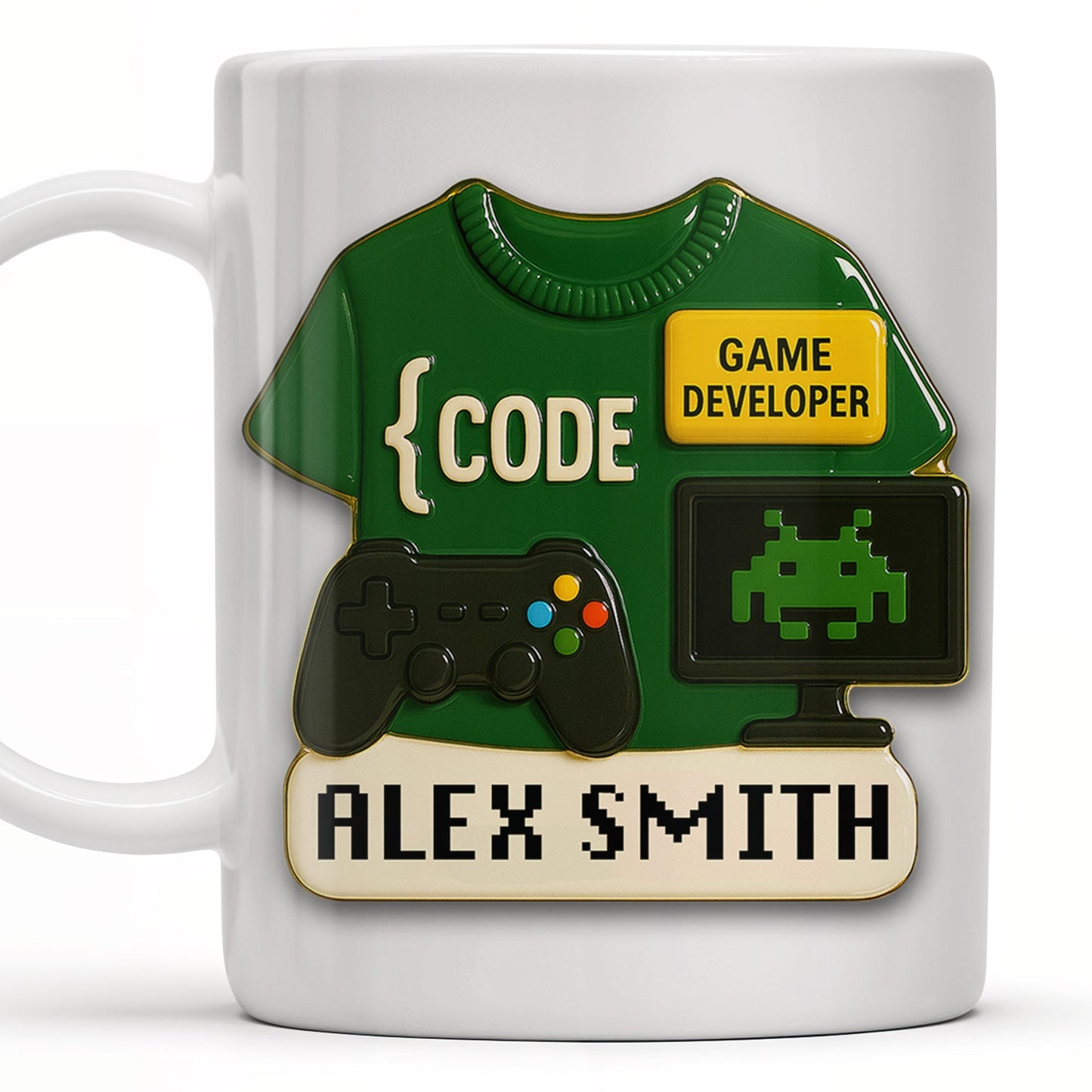 Code, Game Developer, Gaming Controller and Pixelated Alien - Personalized Custom Coffee Mug - OFW003_MG