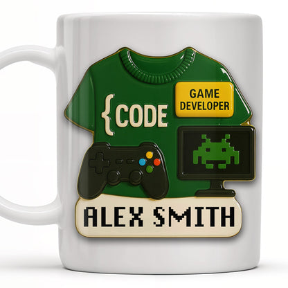 Code, Game Developer, Gaming Controller and Pixelated Alien - Personalized Custom Coffee Mug - OFW003_MG