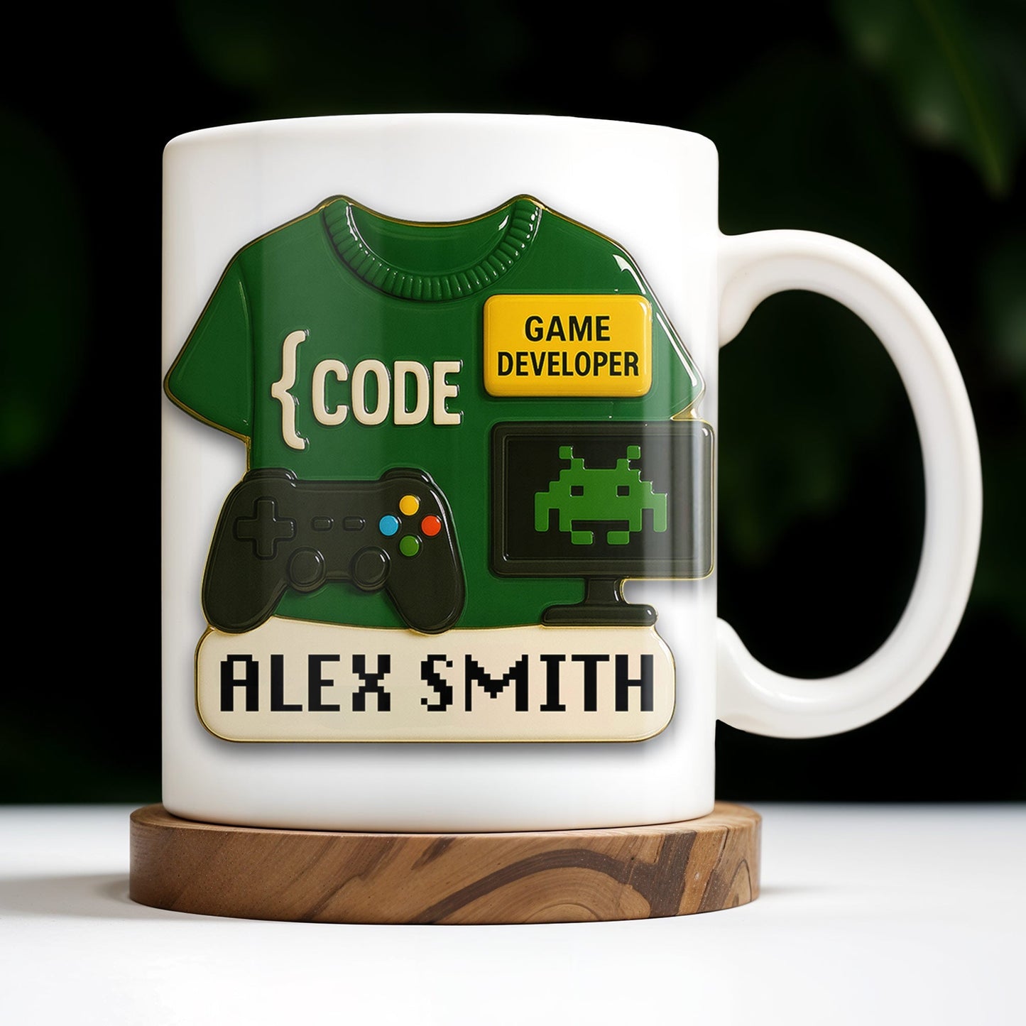 Code, Game Developer, Gaming Controller and Pixelated Alien - Personalized Custom Coffee Mug - OFW003_MG