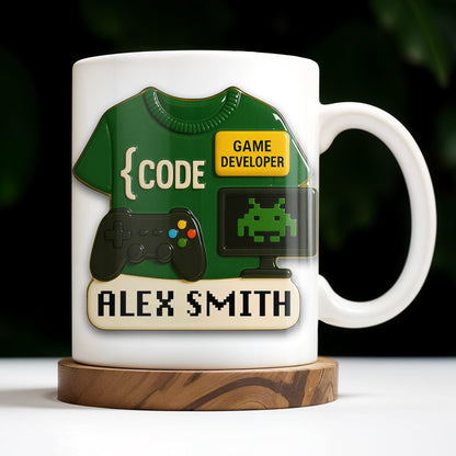 Code, Game Developer, Gaming Controller and Pixelated Alien - Personalized Custom Coffee Mug - OFW003_MG