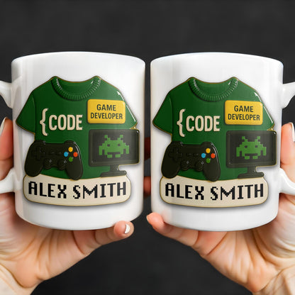 Code, Game Developer, Gaming Controller and Pixelated Alien - Personalized Custom Coffee Mug - OFW003_MG
