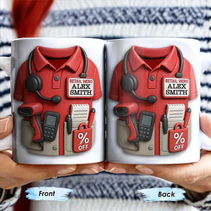 Celebrate Your Retail Hero, Shirt, Headset, And Discount Tag - Personalized Custom Coffee Mug - OFW006_MG
