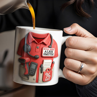 Celebrate Your Retail Hero, Shirt, Headset, And Discount Tag - Personalized Custom Coffee Mug - OFW006_MG