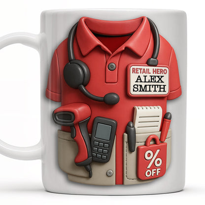 Celebrate Your Retail Hero, Shirt, Headset, And Discount Tag - Personalized Custom Coffee Mug - OFW006_MG