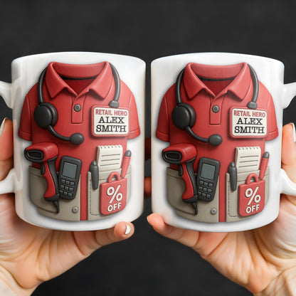 Celebrate Your Retail Hero, Shirt, Headset, And Discount Tag - Personalized Custom Coffee Mug - OFW006_MG