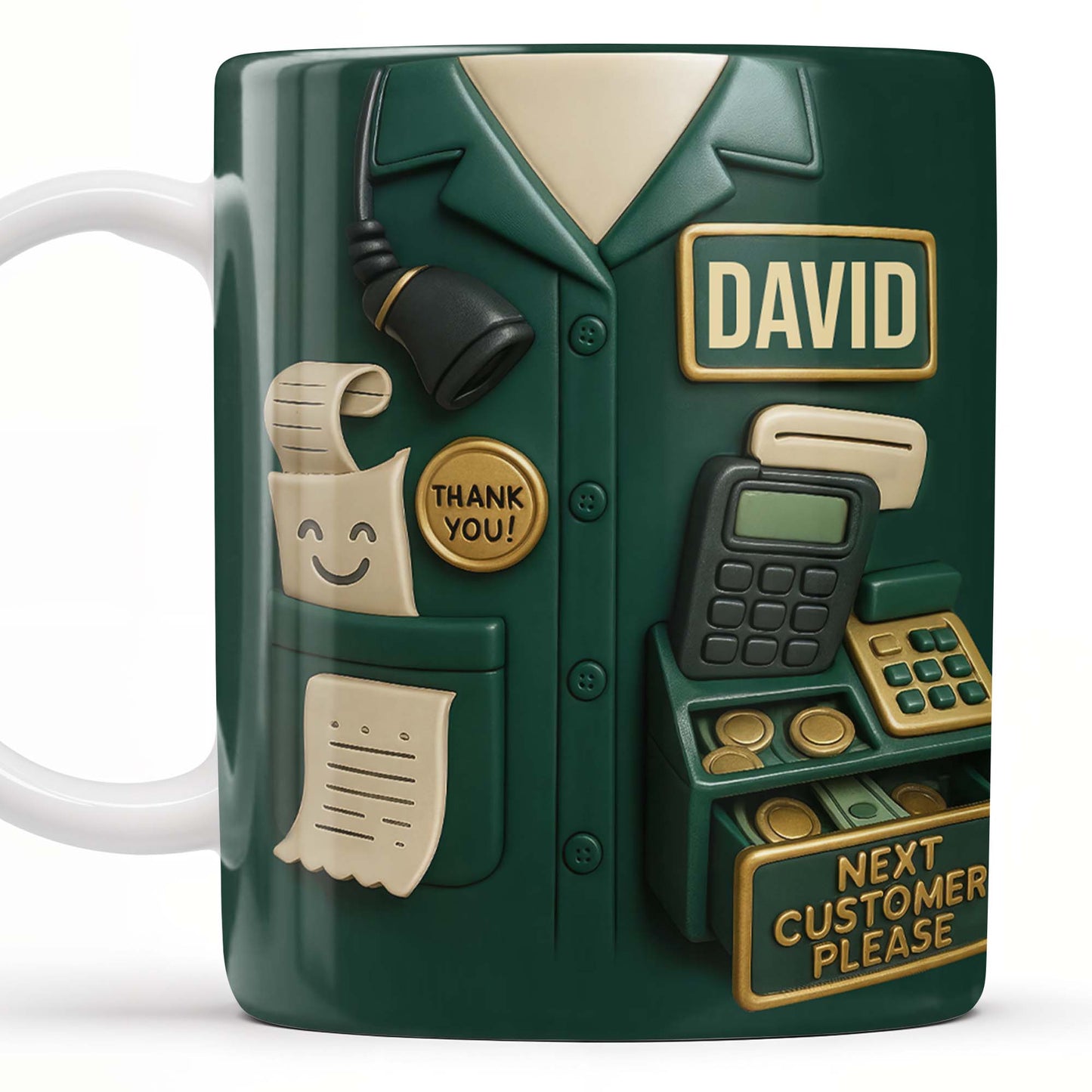 Best Coffee Break Companion For Awesome Cashiers, Cash Register And Telephone - Personalized Custom Coffee Mug - OFW008_MG