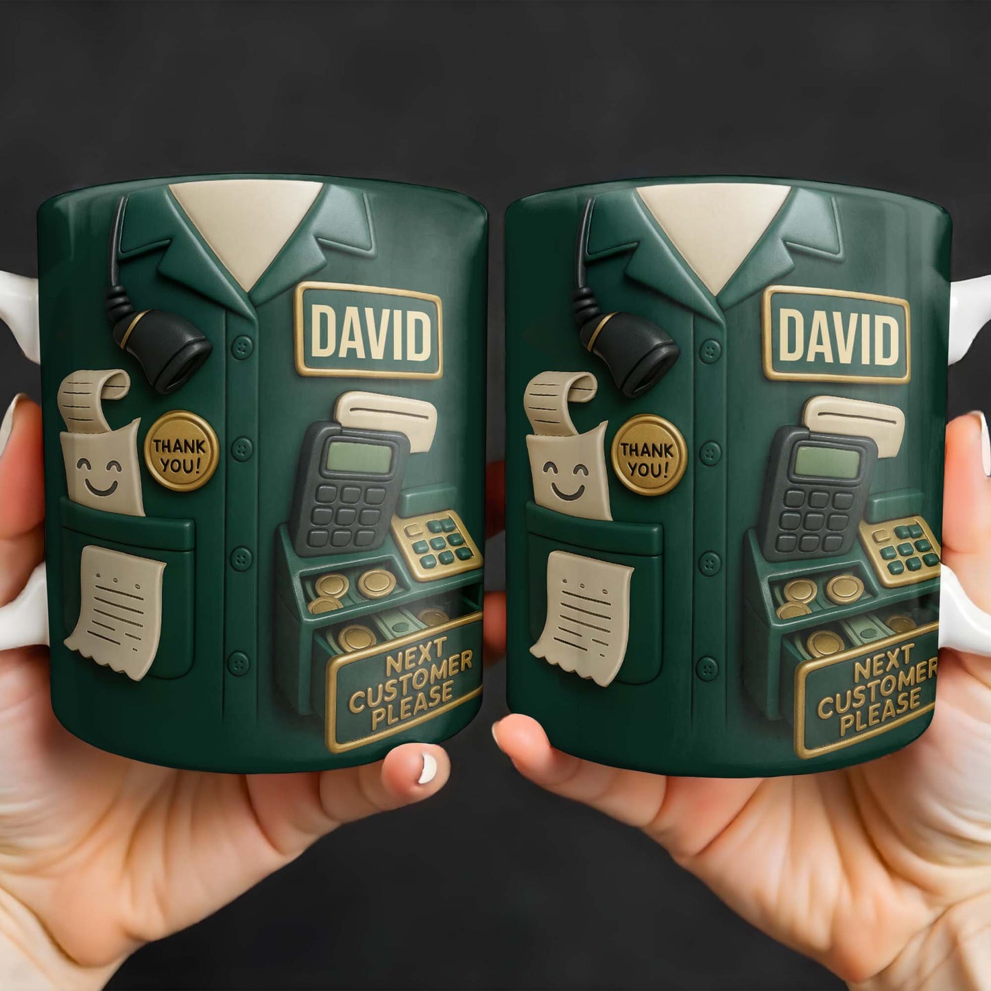 Best Coffee Break Companion For Awesome Cashiers, Cash Register And Telephone - Personalized Custom Coffee Mug - OFW008_MG