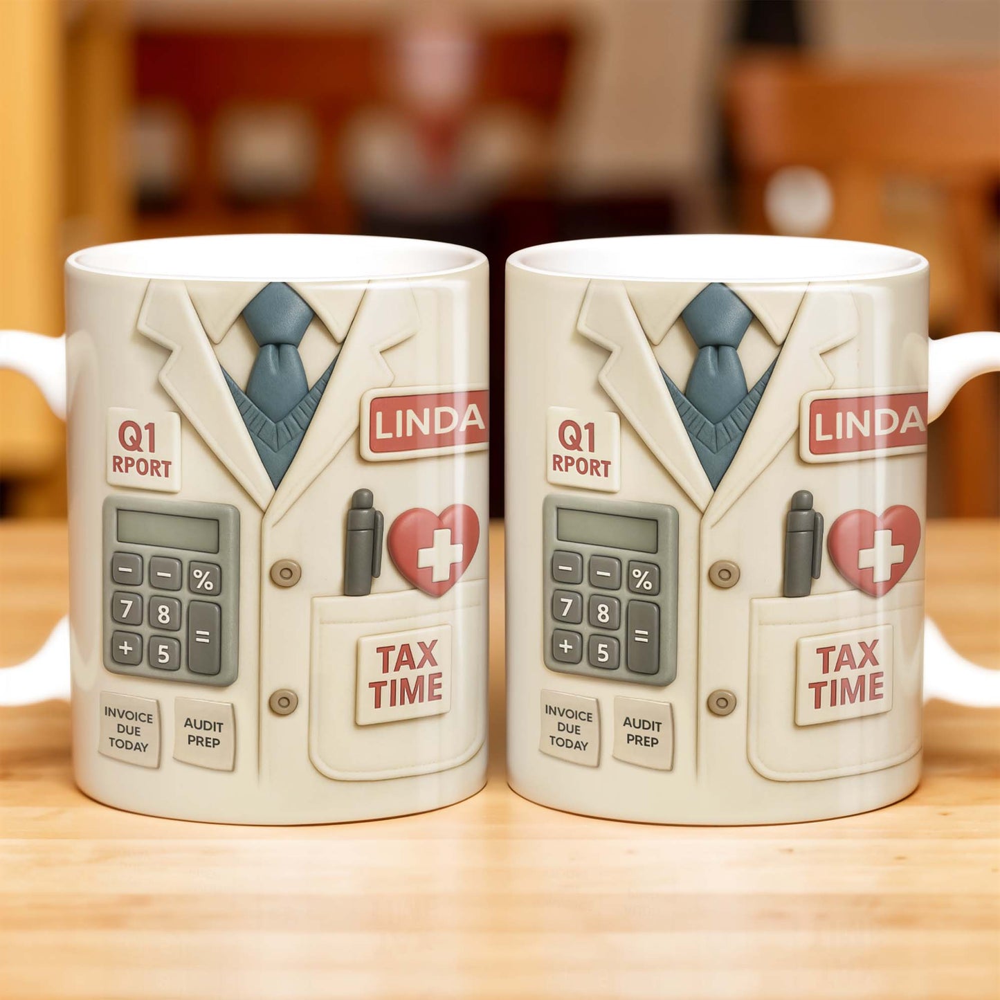 Tax Time, Q1 Report, Audit Prep, Calculator and Tie - Personalized Custom Coffee Mug - OFW009_MG