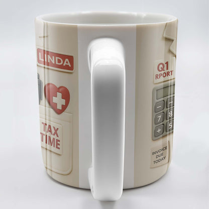 Tax Time, Q1 Report, Audit Prep, Calculator and Tie - Personalized Custom Coffee Mug - OFW009_MG