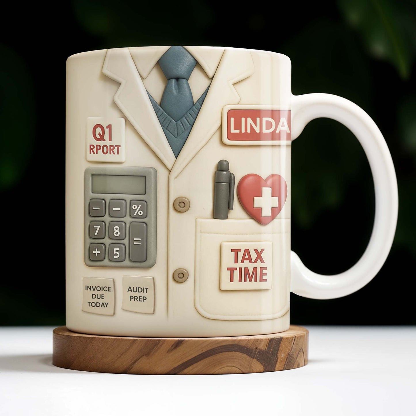 Tax Time, Q1 Report, Audit Prep, Calculator and Tie - Personalized Custom Coffee Mug - OFW009_MG