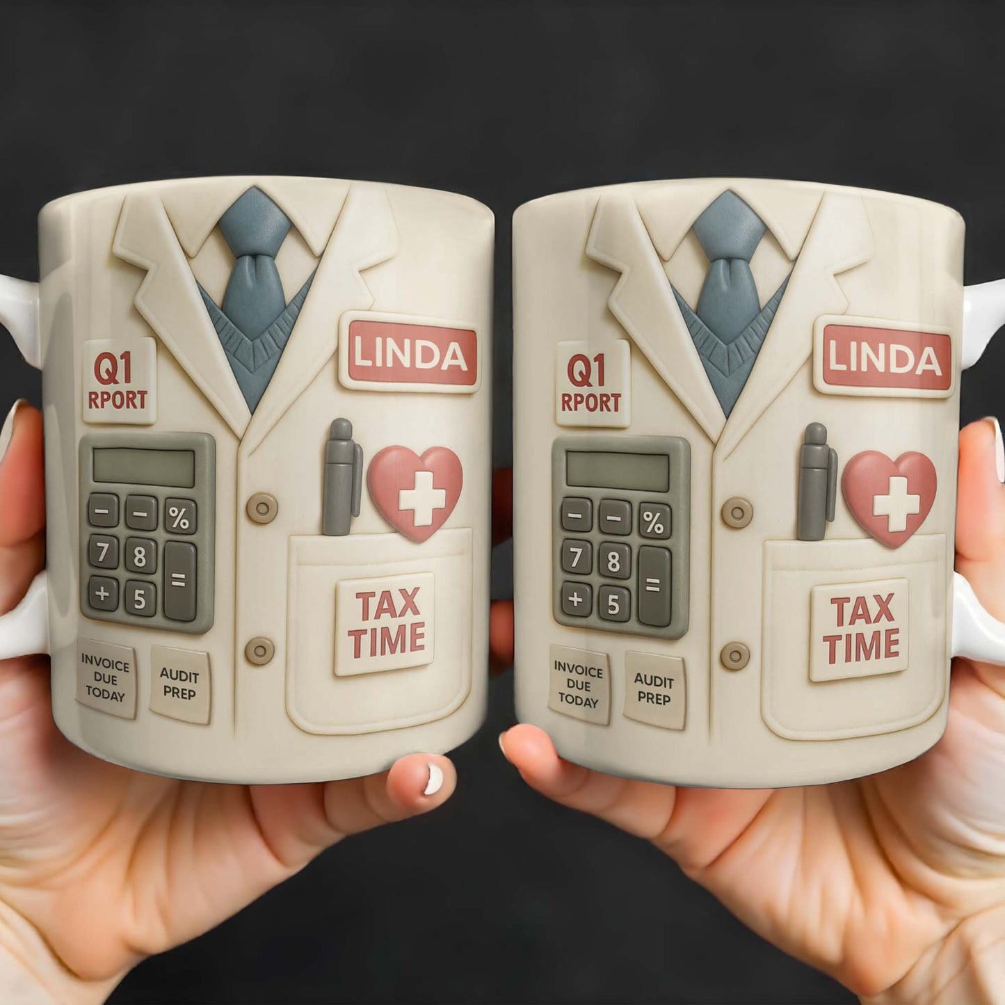Tax Time, Q1 Report, Audit Prep, Calculator and Tie - Personalized Custom Coffee Mug - OFW009_MG