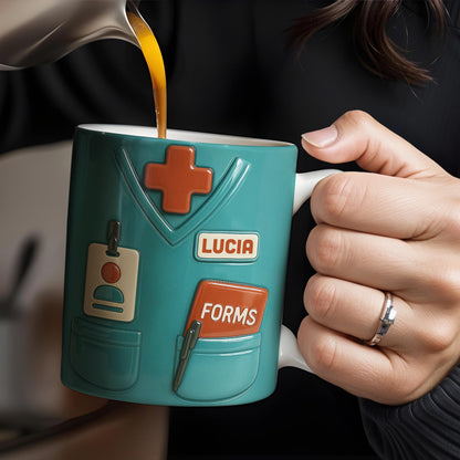 Celebrate the Heart of Healthcare, Nurse Scrubs and Medical Cross - Personalized Custom Coffee Mug - OFW010_MG