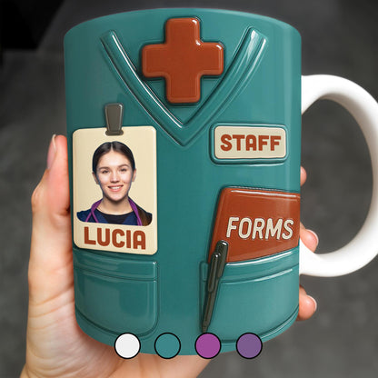 Celebrate Your Favorite Nurse, Medical Scrubs and ID Badge - Personalized Custom Coffee Mug - OFW011_MG