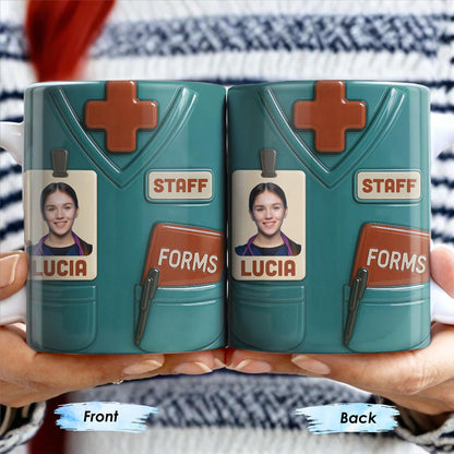Celebrate Your Favorite Nurse, Medical Scrubs and ID Badge - Personalized Custom Coffee Mug - OFW011_MG