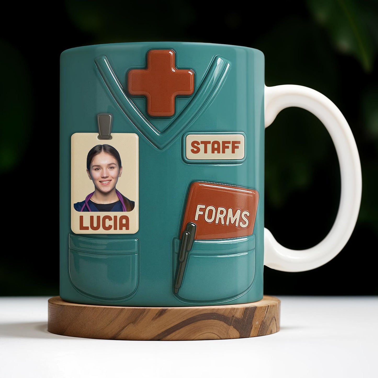 Celebrate Your Favorite Nurse, Medical Scrubs and ID Badge - Personalized Custom Coffee Mug - OFW011_MG