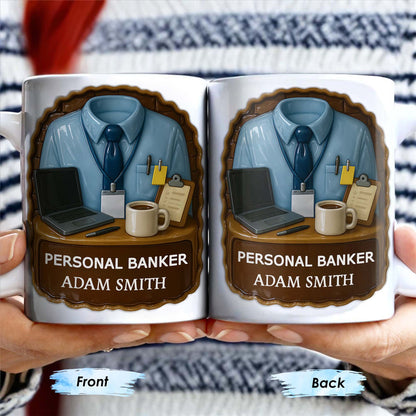 Personal Banker Coffee Mug With Shirt And Tie - Personalized Custom Coffee Mug - OFW014_MG