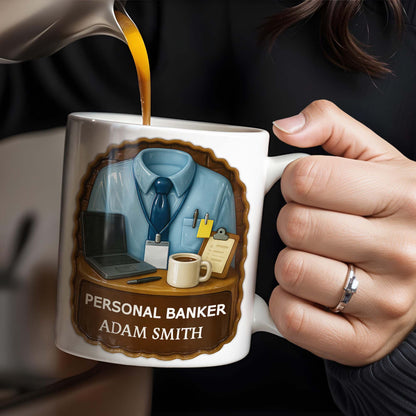 Personal Banker Coffee Mug With Shirt And Tie - Personalized Custom Coffee Mug - OFW014_MG