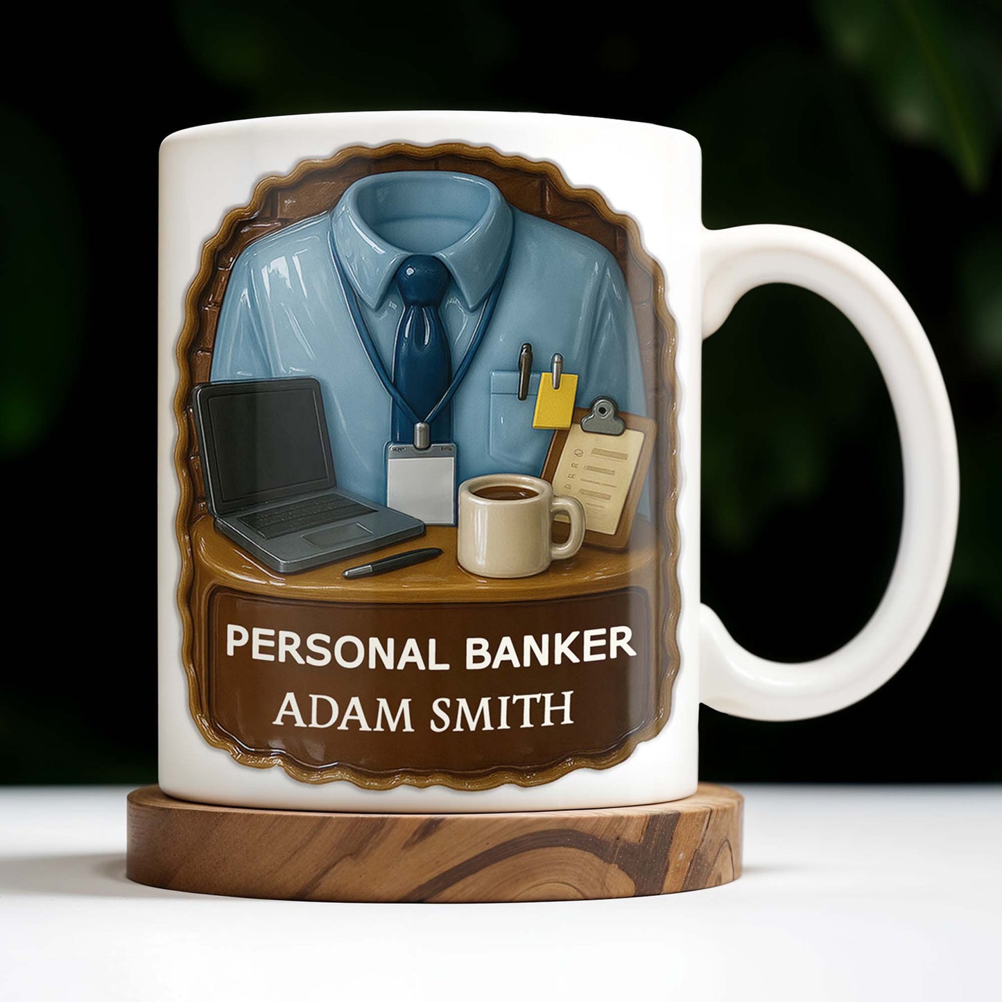 Personal Banker Coffee Mug With Shirt And Tie - Personalized Custom Coffee Mug - OFW014_MG