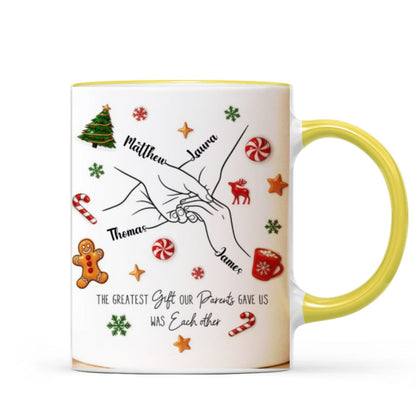Brothers And Sisters Hands Line Art - Personalized Mug - Christmas Gift For Brother, For Sister