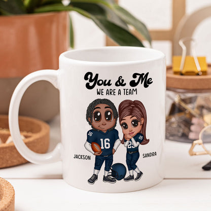 Personalized Y2K Football Couple Mug, Gift for Couples