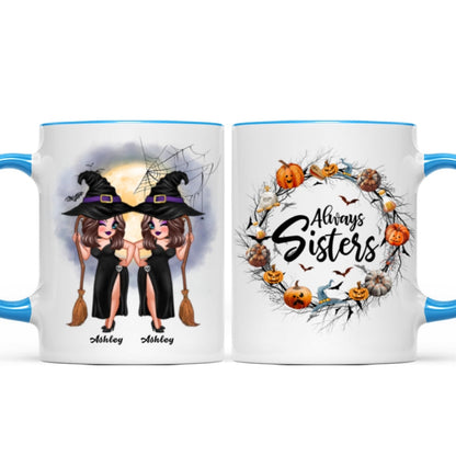 Pretty Best Friends Alway Sisters Halloween Wreath Personalized Mug