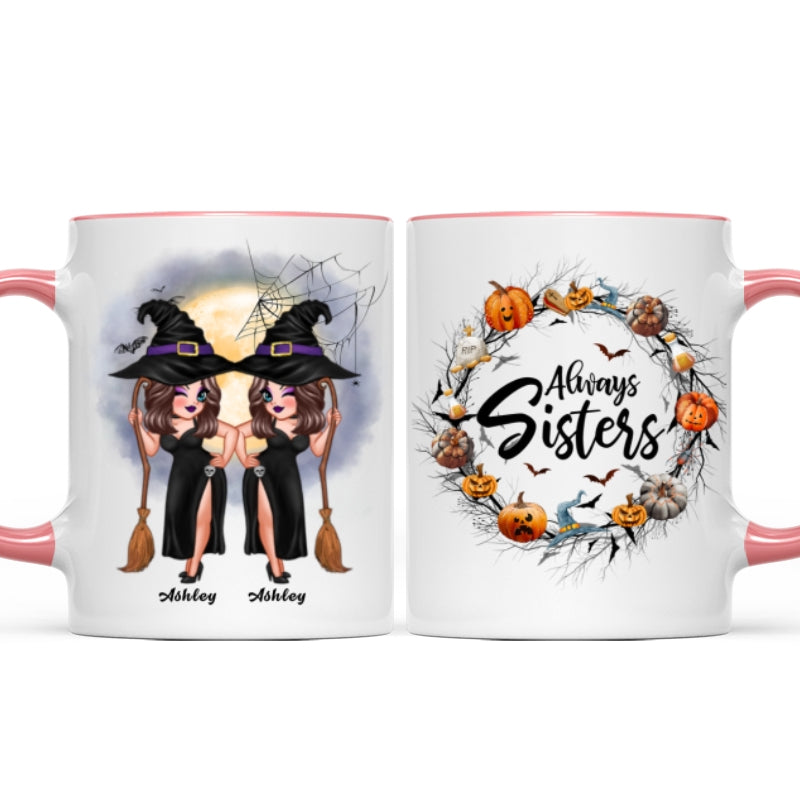 Pretty Best Friends Alway Sisters Halloween Wreath Personalized Mug