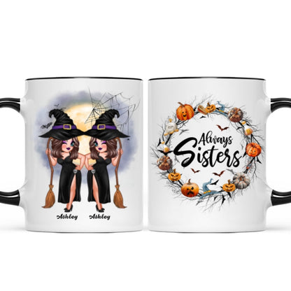 Pretty Best Friends Alway Sisters Halloween Wreath Personalized Mug