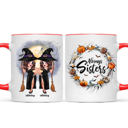 Pretty Best Friends Alway Sisters Halloween Wreath Personalized Mug