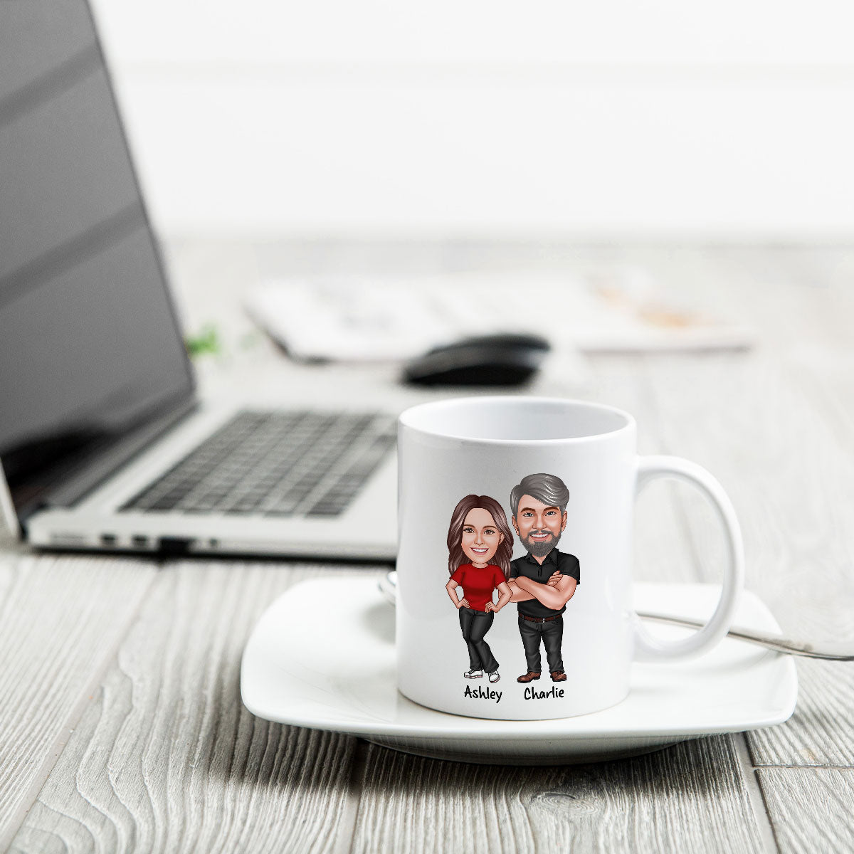 Like Father Like Daughter Like Son Caricature Fist Bump Personalized Mug
