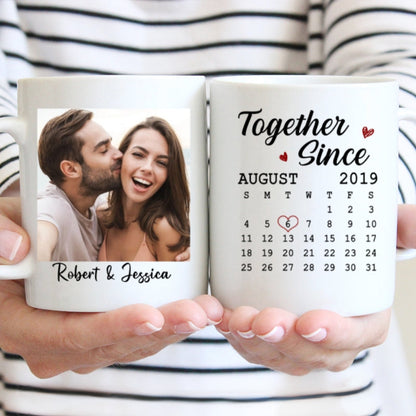 Calendar Couple Photo Personalized Mug - Anniversary Gift For Couple - Gift For Him Gift For Her