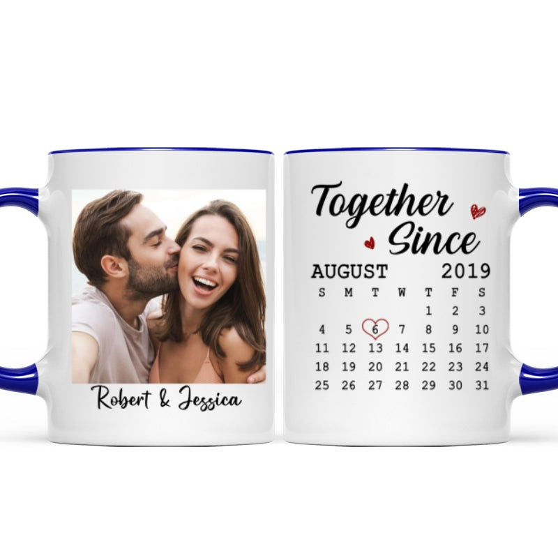 Calendar Couple Photo Personalized Mug - Anniversary Gift For Couple - Gift For Him Gift For Her