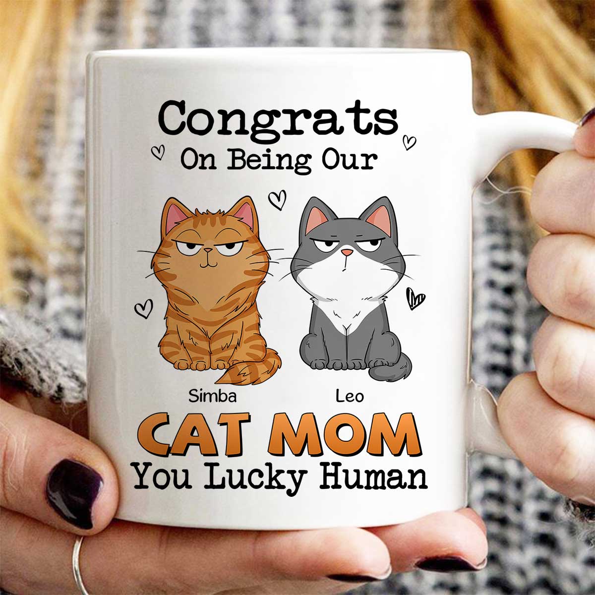 Congrats On Being My Cat Mom Dad Funny Cat Expression Personalized Mug