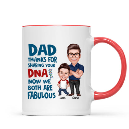 Dad Thanks For Sharing Your DNA Personalized Mug, Father's Day Gift From Son, Daughter
