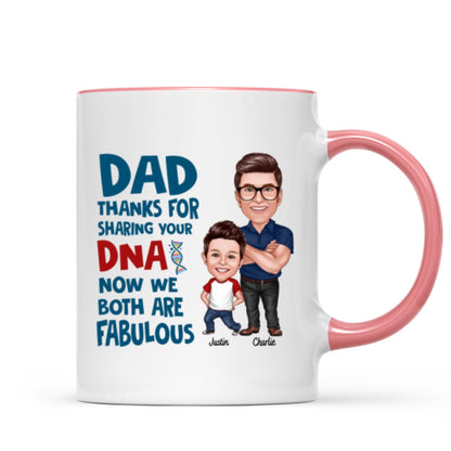 Dad Thanks For Sharing Your DNA Personalized Mug, Father's Day Gift From Son, Daughter