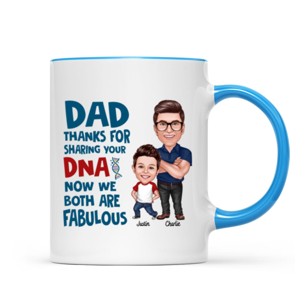 Dad Thanks For Sharing Your DNA Personalized Mug, Father's Day Gift From Son, Daughter