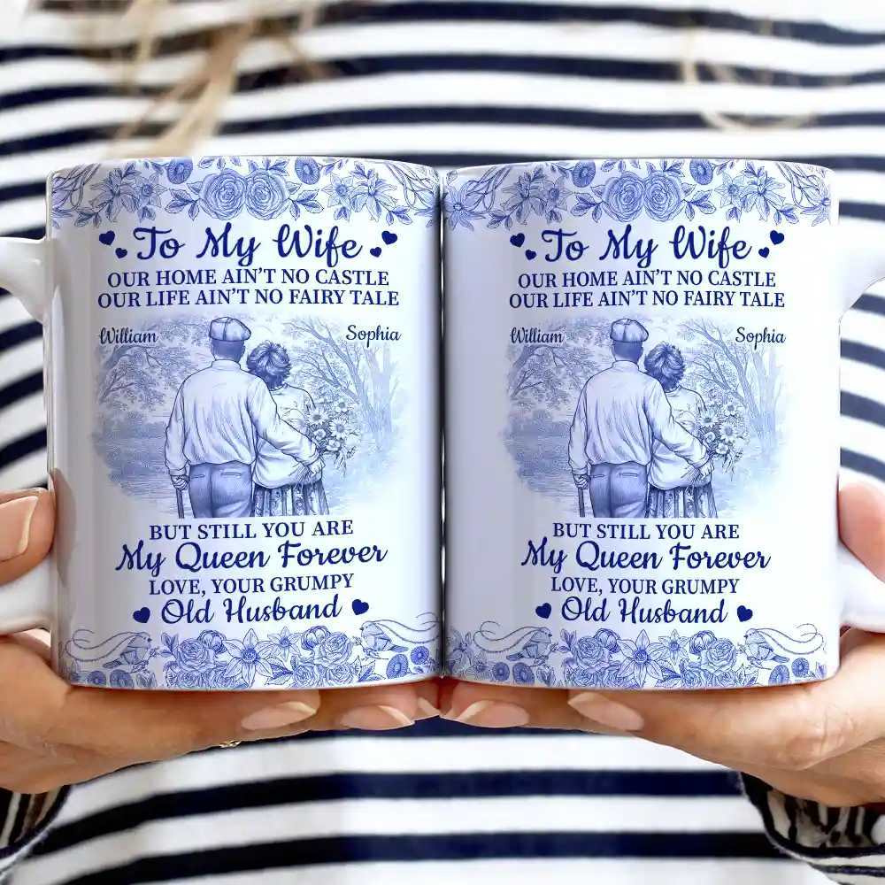 Old Couple Our Home Ain't No Castle - Personalized White Edge-to-Edge Mug