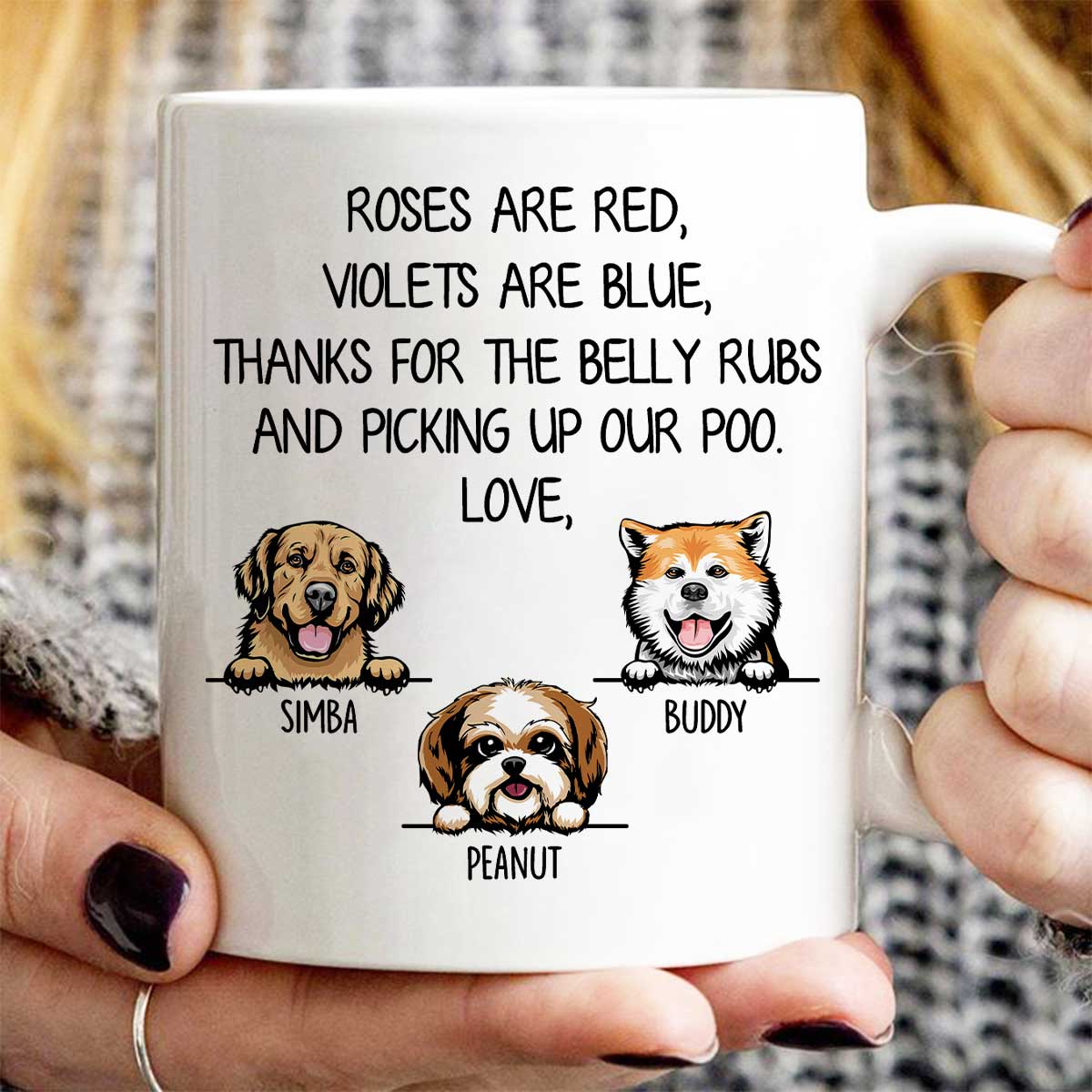 Thanks For Belly Rubs And Picking Up Poo Peeking Dog Personalized Mug - Gift For Dog Mom - Gift For Dog Dad