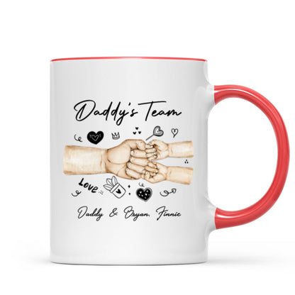 Daddy's Team Fist Bump Personalized Mug