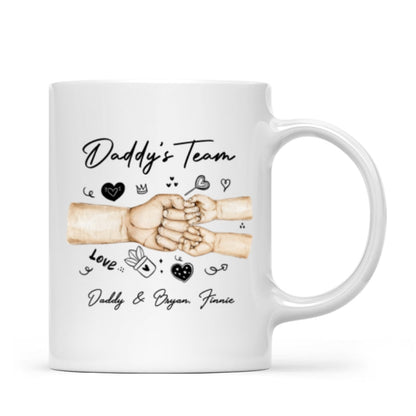 Daddy's Team Fist Bump Personalized Mug