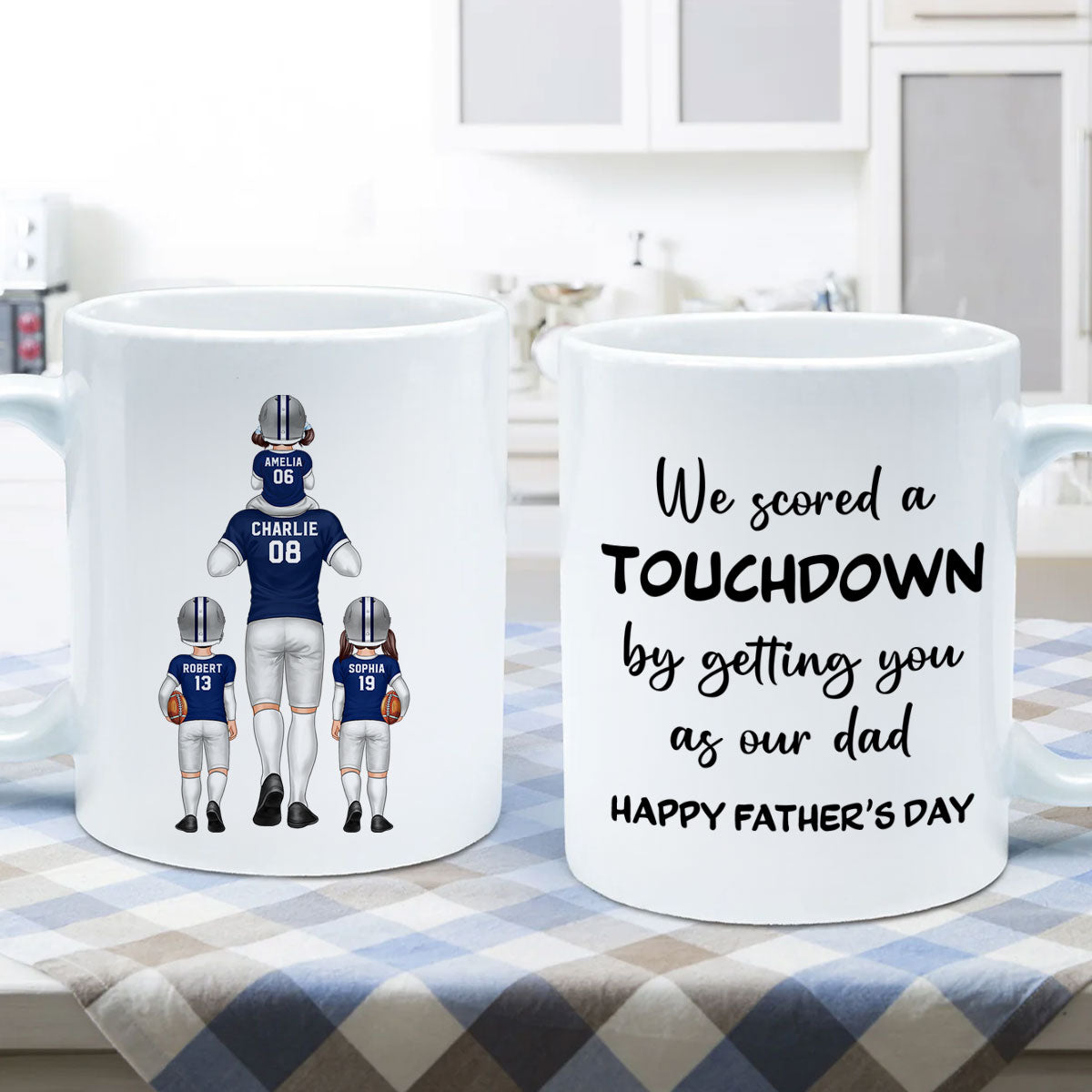 We Scored A Touchdown Getting You As Our Dad American Football Dad Father's Day Gift Personalized Mug