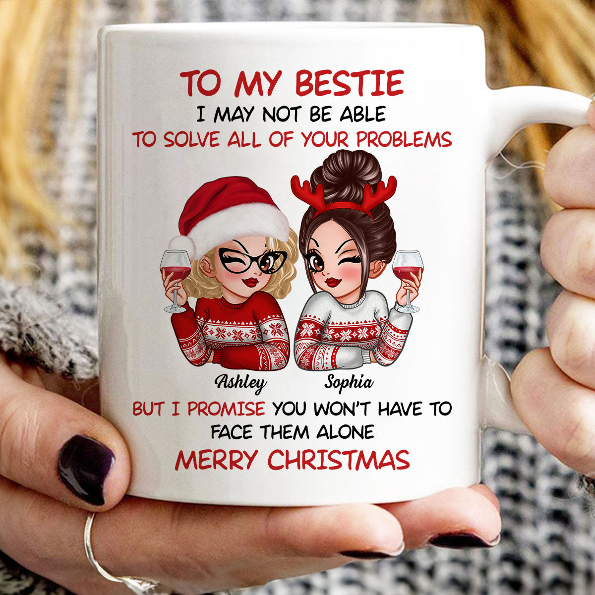 To My Bestie Sassy Girls Personalized Mug, Funny Christmas Gift For Sisters