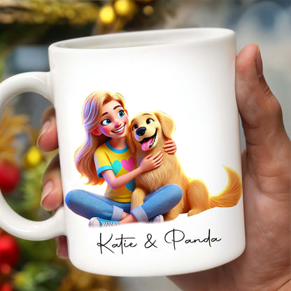 Girl and Her Dog, A Friendship That Warms The Heart - Personalized Custom Coffee Mug - PET028_MG