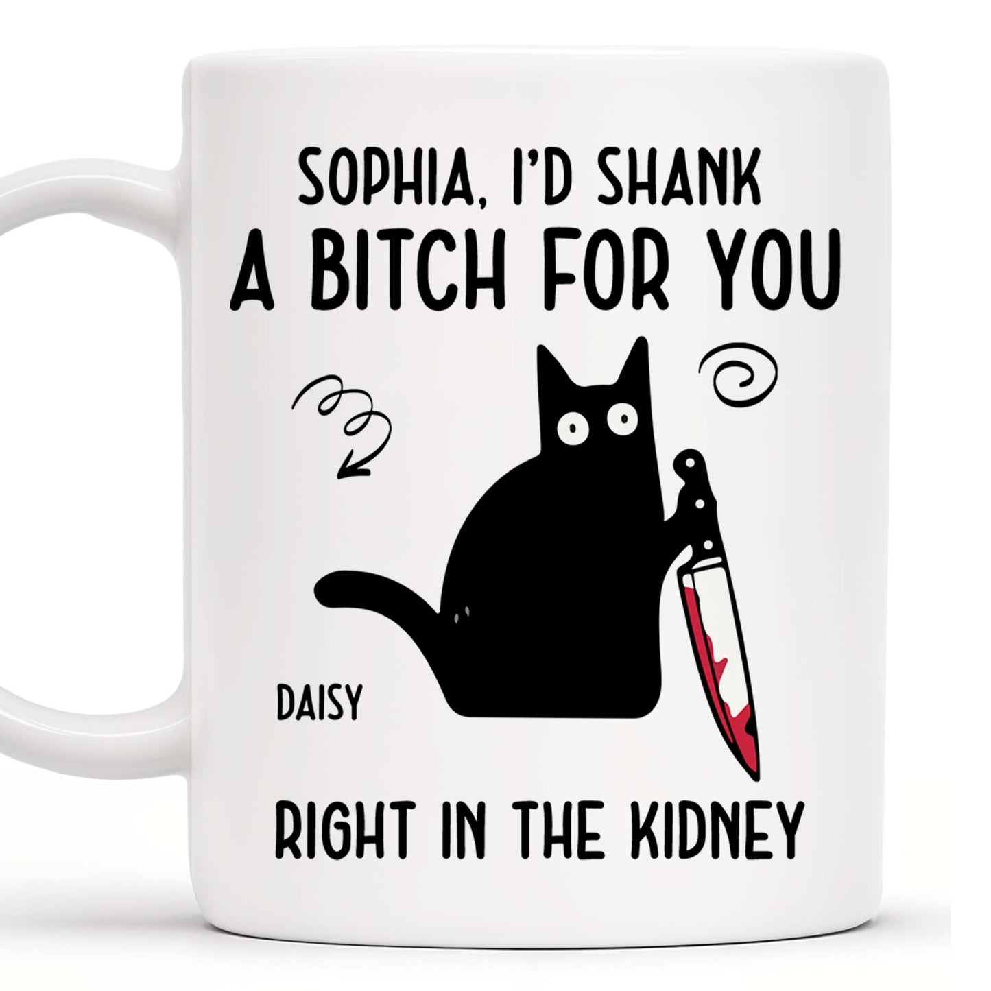 I'd Do Anything For You Featuring Black Cat With Knife - Personalized Custom Coffee Mug - PET081_MG